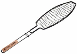 Deluxe Large Non Stick Fish Basket With Wooden Handle