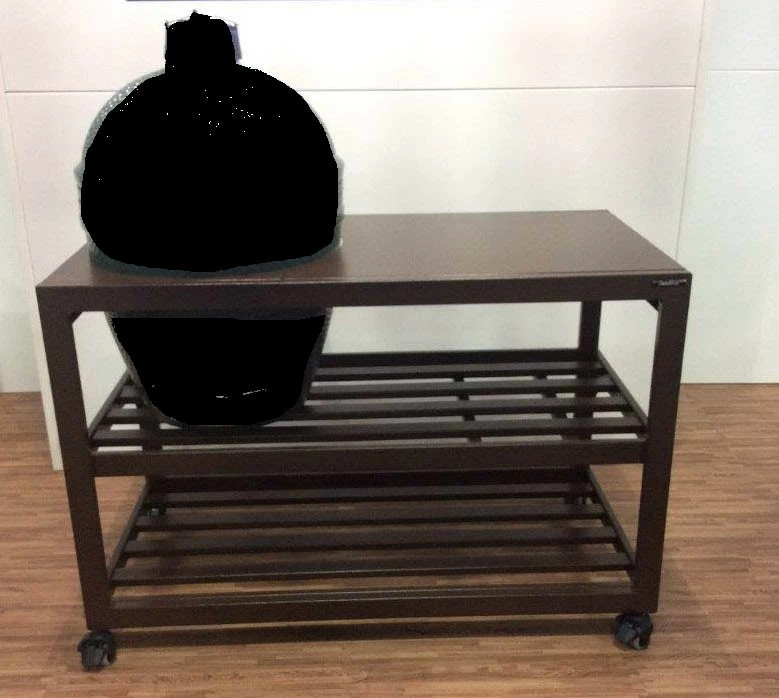 Challenger Large Big Green Egg Walnut Open Cart With Bottom Shelf