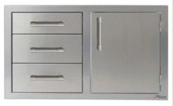 Alfresco 32" Triple Drawer Combo Unit With Single Door-Left - AXE-DDC-L-SC