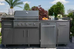 Challenger Designs Coastal Outdoor Kitchen With Delta Heat, Refrigerator - 17COGI-89-WGRS