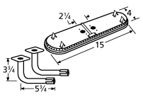 14 3/4" X 4", Stainless Oval Twin Burner, 2 1/4" Offset - 11602-74302